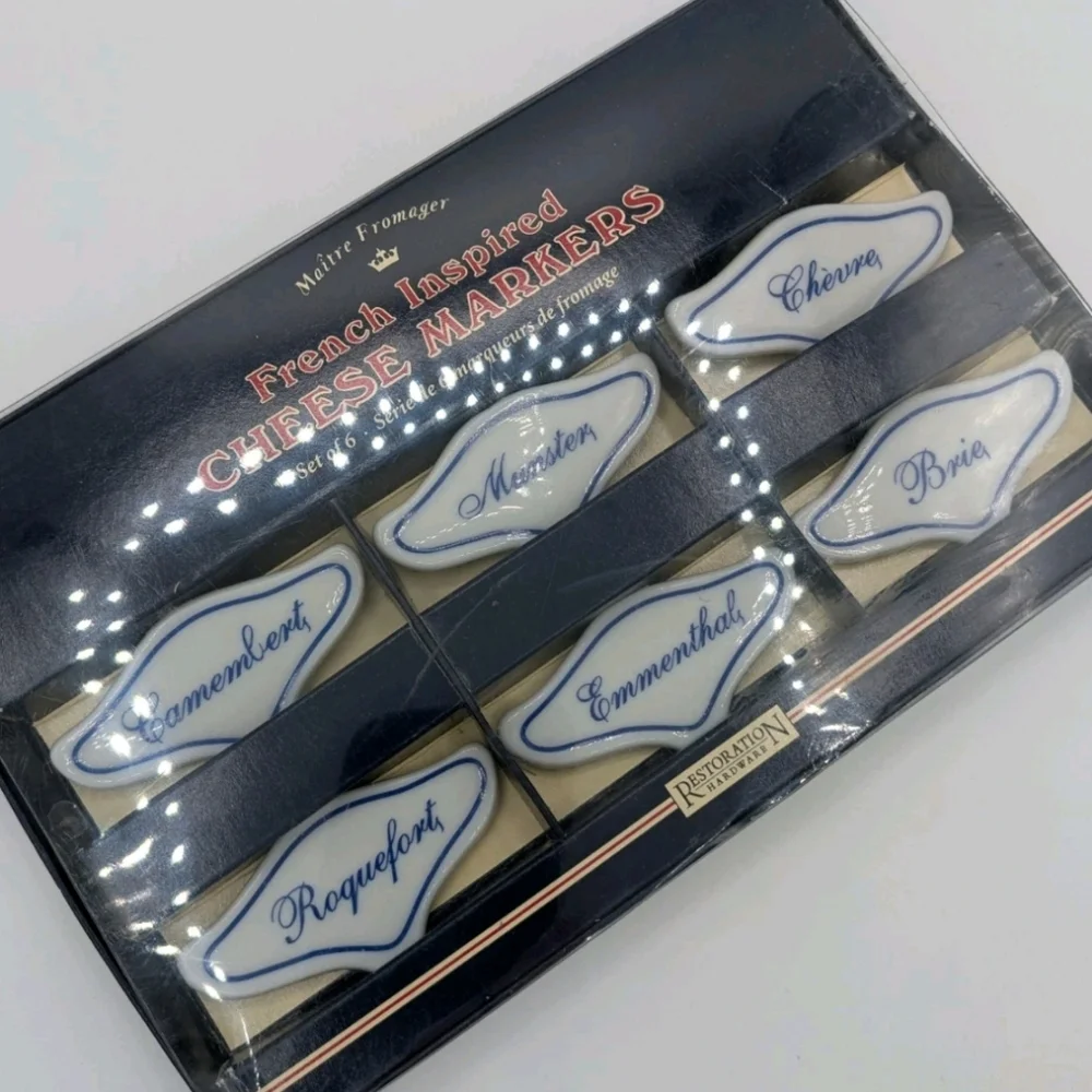 Restoration Hardware Blue White French Inspired Porcelain Cheese Markers
